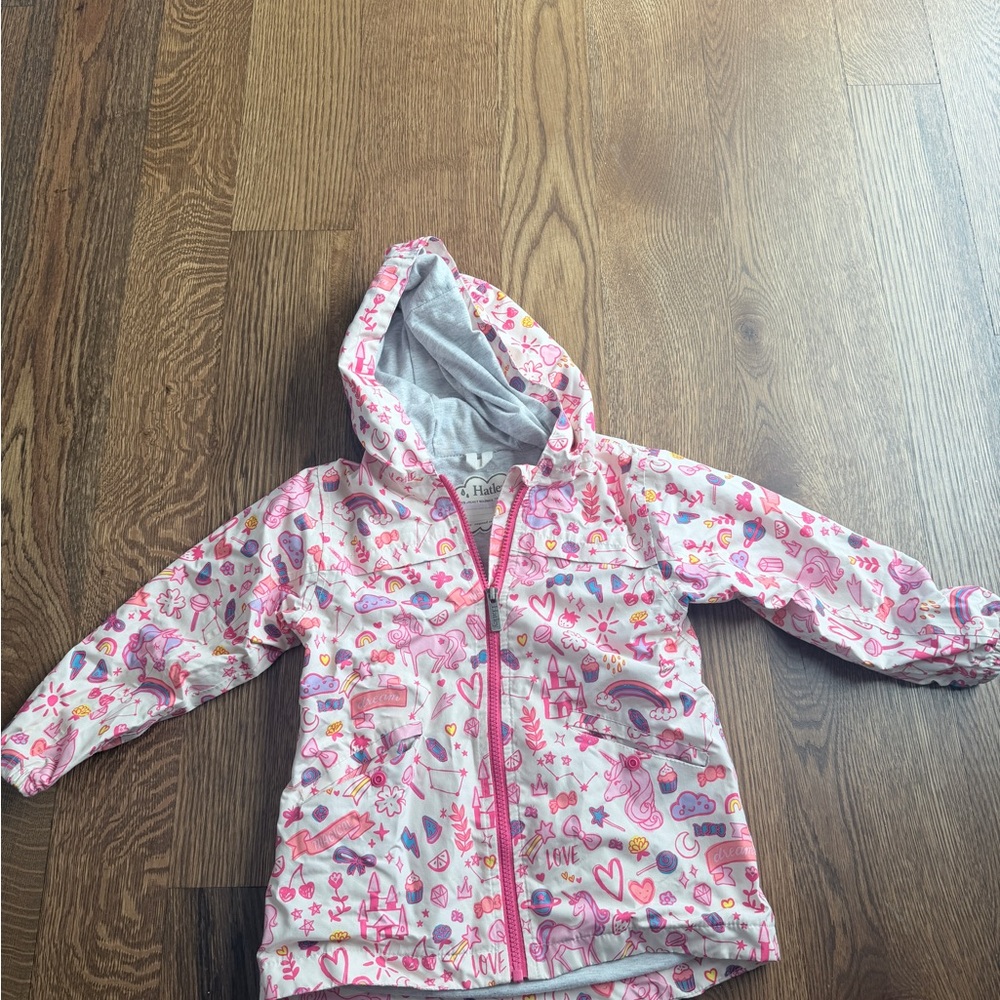 Hatley Pink Unicorn Kids Raincoat - size 5